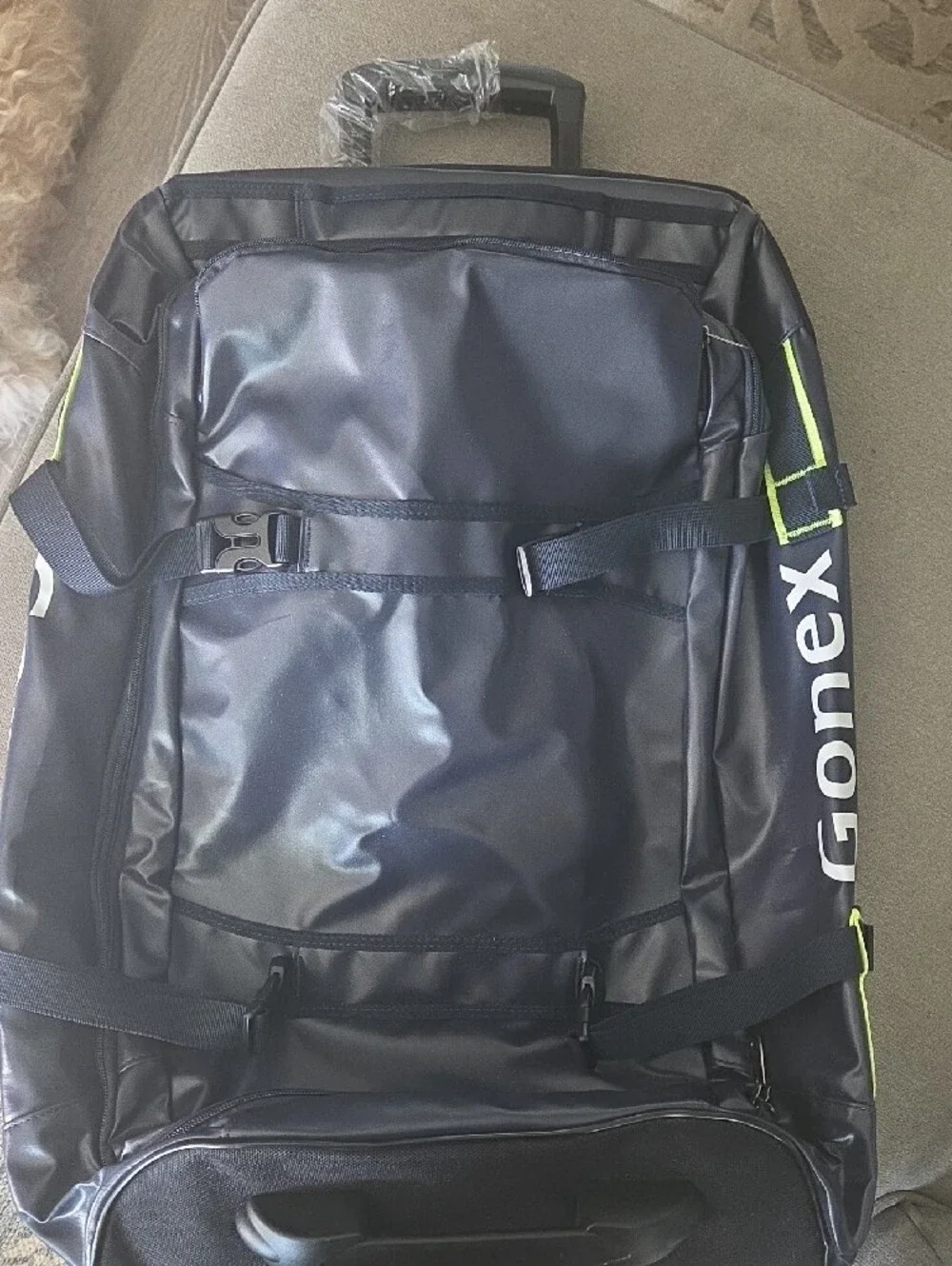 Gonex Black Travel Duffel Bag with Neon Green Accents